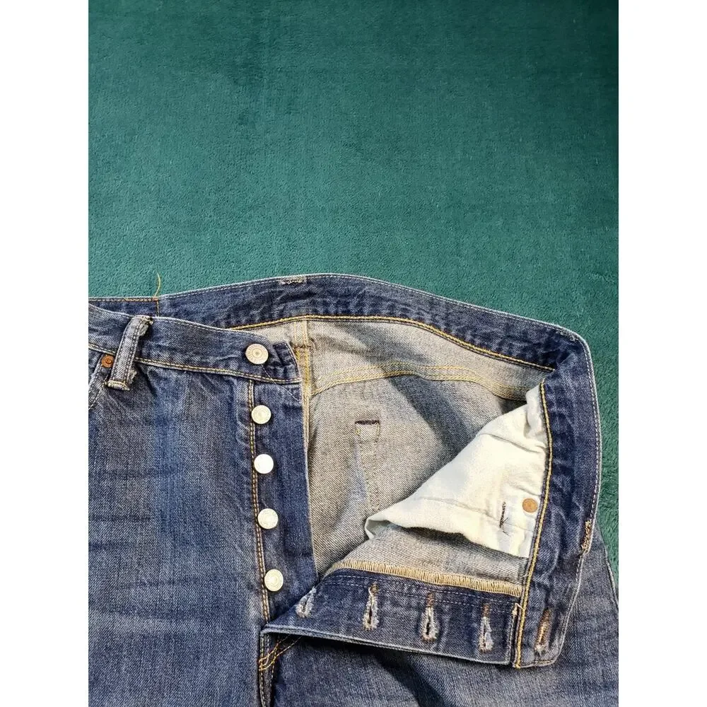 Levis 501 Jeans Size 36x34 Mens Blue Pants Stretch Mid Rise Straight Red Tab